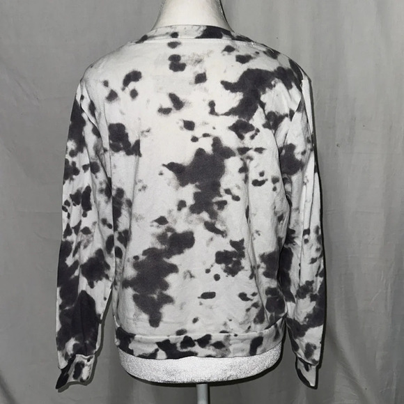 oversized gray & white tie dye Def Leppard crew neck sweater size xs - Picture 2 of 3